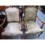 A pair of French elbow chairs