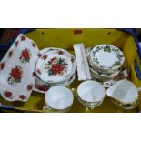 A 19 piece tea service by Adderley China 'Holly and Ivy' and six pieces of Christmas china