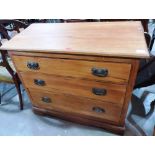 An Edwardian VII satinwood chest of three long drawers, 36' wide