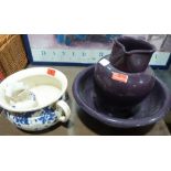 A Bourne Denby jug and bowl, chamberpot etc.