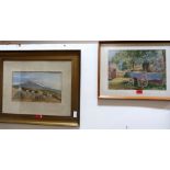 Two watercolours, The Wagon and a Harvest scene