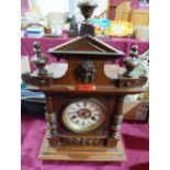 A walnut mantle clock. German c.1910. 20' high