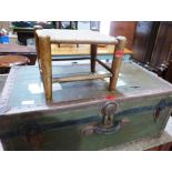 A cabin trunk and an elm stool