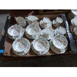 Mintons Haddon Hall riz. 5 soup bowls and stands; 4 coffee cups and stands and two milk jugs