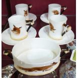 A Royal Doulton 'Reynard the Fox' part coffee service, reg. no. 744193 to comprise four cups, four