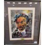 20TH CENTURY SCHOOL Portrait of a gentleman. Indistinctly signed. Mixed media 13½'x 10'