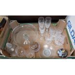 A box of cut and other glassware