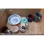 A box of ceramics and glassware