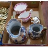 A Royal Crown Derby mouse, two Mason's Ironstone hydra jugs and a Spode cream jug and sucrier