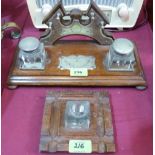 Two late Victorian oak inkstands