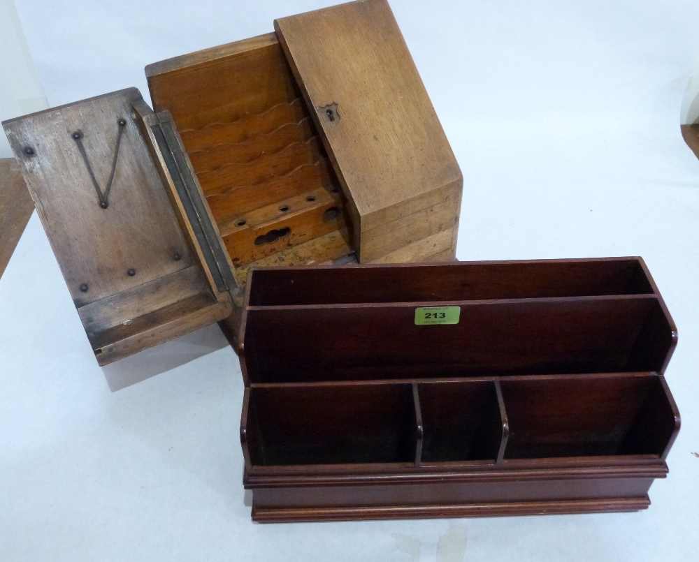A Victorian oak stationery cabinet and a mahogany stationery rack