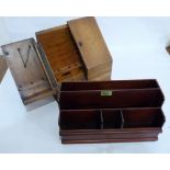 A Victorian oak stationery cabinet and a mahogany stationery rack