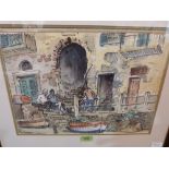 ROLAND SPENCER FORD. BRITISH 1902-1990 Harbour scene. Riomaggiore. Labels verso. Watercolour 12' x