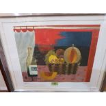 AFTER MARY FEDDEN Red sunset. Bears a signature. Print 13½' x 16'