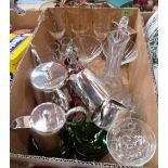 A box of glassware and plate