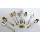 Nine various silver teaspoons. 2ozs dwts