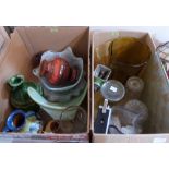 Two boxes of ceramics, glassware and sundries