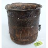 An iron bound dug out oak vessel, in mediaeval style. 6¼' high