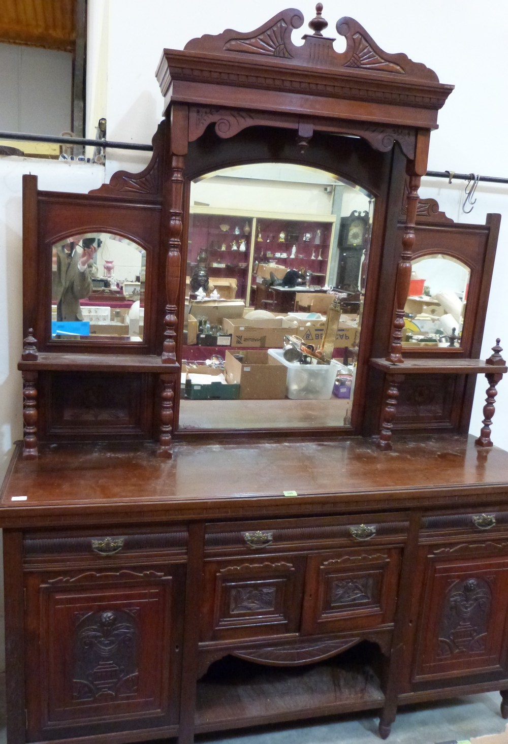 A Victorian walnut mirrorback sideboard 70' wide