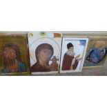 Four iconographical paintings on panel