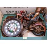 A motorcycle figure and a clock