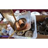 A box of platedware and other metalware