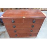 A Victorian stained pine chest with two short over three long drawers. 41' wide