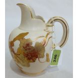 A Royal Worcester 'ivory' jug gilded with trailing foliage. No. 1094 6½' high