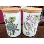 A pair of Portmeirion storage jars, Amaryllis and Blue Passion Flower