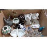 A box of ceramics and glassware