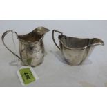 A George V silver helmet cream jug. Birmingham 1919. 2ozs; together with a plated cream jug