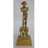 A 19th century French ormolu bronze statuette of Napoleon Bonaparte on stepped socle base. 12½'