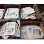 A large collection of unframed prints and engravings, mostly 19th century