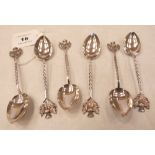 A set of six Elizabeth II silver teaspoons with thistle terminals. Edinburgh 1966