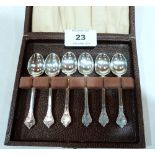 A George VI set of six cased silver coffee spoons. Sheffield 1944