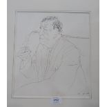 DAVID HOCKNEY. BRITISH Bn. 1937 Portrait of W.H. Auden. Signed initials. Lithograph 12' x 10¾'.