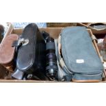 A box of photographic equipment