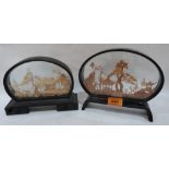 Two Chinese cut cork diorama landscapes, the larger 6¾' high