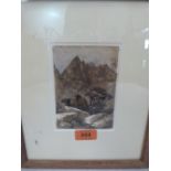 HENRI GRISET. FRENCH 1844-1907 An alpine landscape. Signed initials. Watercolour 5¼' x 3¾'
