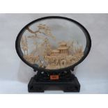 A Chinese cut cork diorama landscape 12½' high