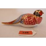 A Royal Crown Derby pheasant, painted in coloured enamels and gilded. 7' long