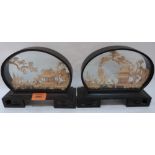 A pair of Chinese cut cork diorama landscapes. 6½' high
