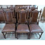 A set of six 1930s oak barleytwist dining chairs