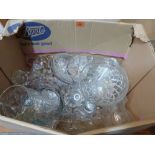 A box of assorted glassware