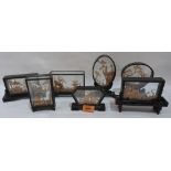 Seven small Chinese cut cork diorama landscapes