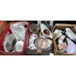 Three boxes of ceramics and glassware