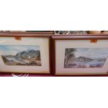 J.A.CURRIE. BRITISH 20th CENTURY Lakeside landscapes. A pair. Signed. Watercolour 7' x 11'