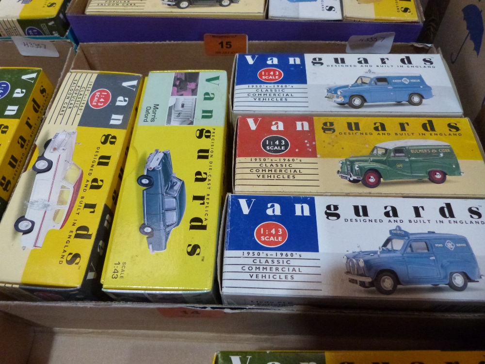 Three Vanguards 1:43 scale Classic Commercal vehicles and two 1:43 scale saloon cars. Mint and boxed