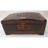 An oriental carved wood and ebonised box. 14½' wide