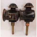 A pair of 19th century carriage lamps bearing maker's plate for Perrott & Willard Birmingham